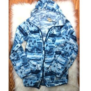 [chip and pepper] Blue graphic rain jacket